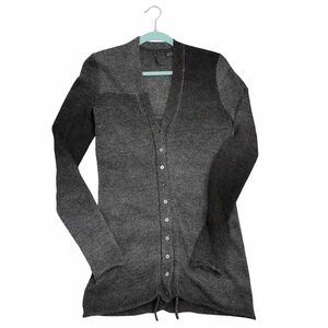 SDA & Co Gray Brown Ombré Button Front Cardigan Sweater Size M Italian Yarn